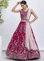 Pure Georgette Rose Pink Wedding Wear Sequins Work Lehenga Choli